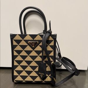 Prada Black and Tan Geometric Crossbody Bag